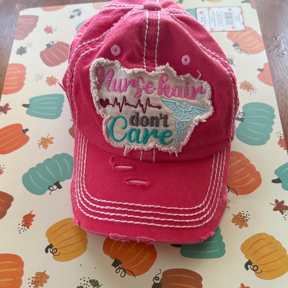 Red Distressed Cap with Embroidered Patch